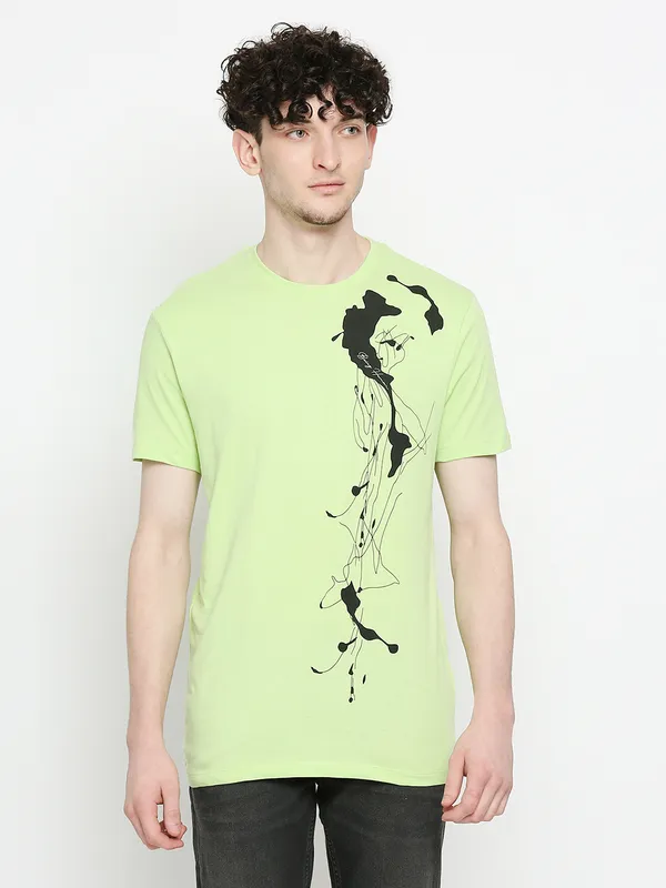 Sea Green Regular Fit Round Neck Men's T-Shirt by Being Human Clothing main image 1